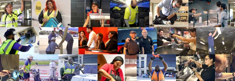 Collage of various jobs at the airport