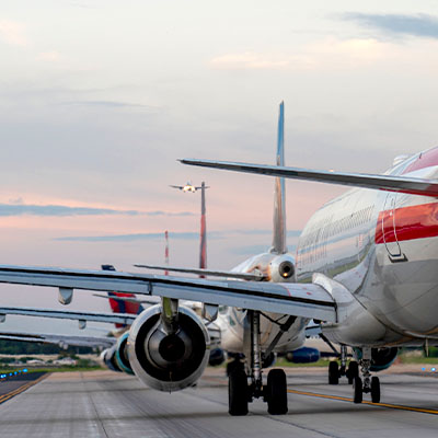 Airplanes on runway