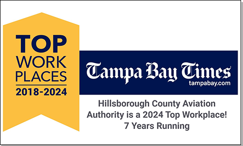 Tampa Bay Times Top work places 2018-2024 Hillsborough County Aviation Authority is a 2024 top workplace 7 years running