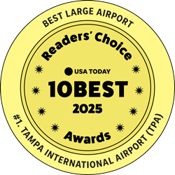 Best Large Airport - Number 1 Tampa International Airport - Reader's Choice Awards USA Today 10 Best 2025