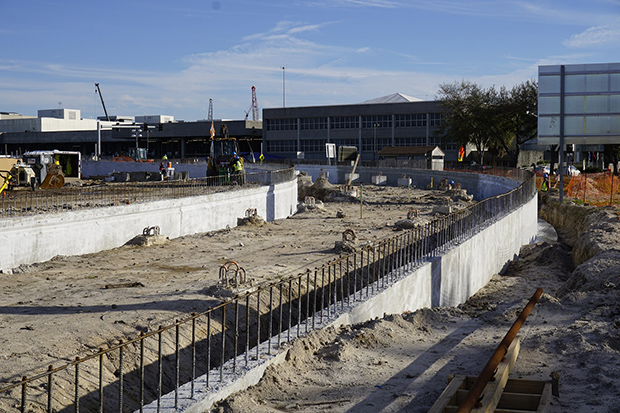 On-going construction on Southeast terrace