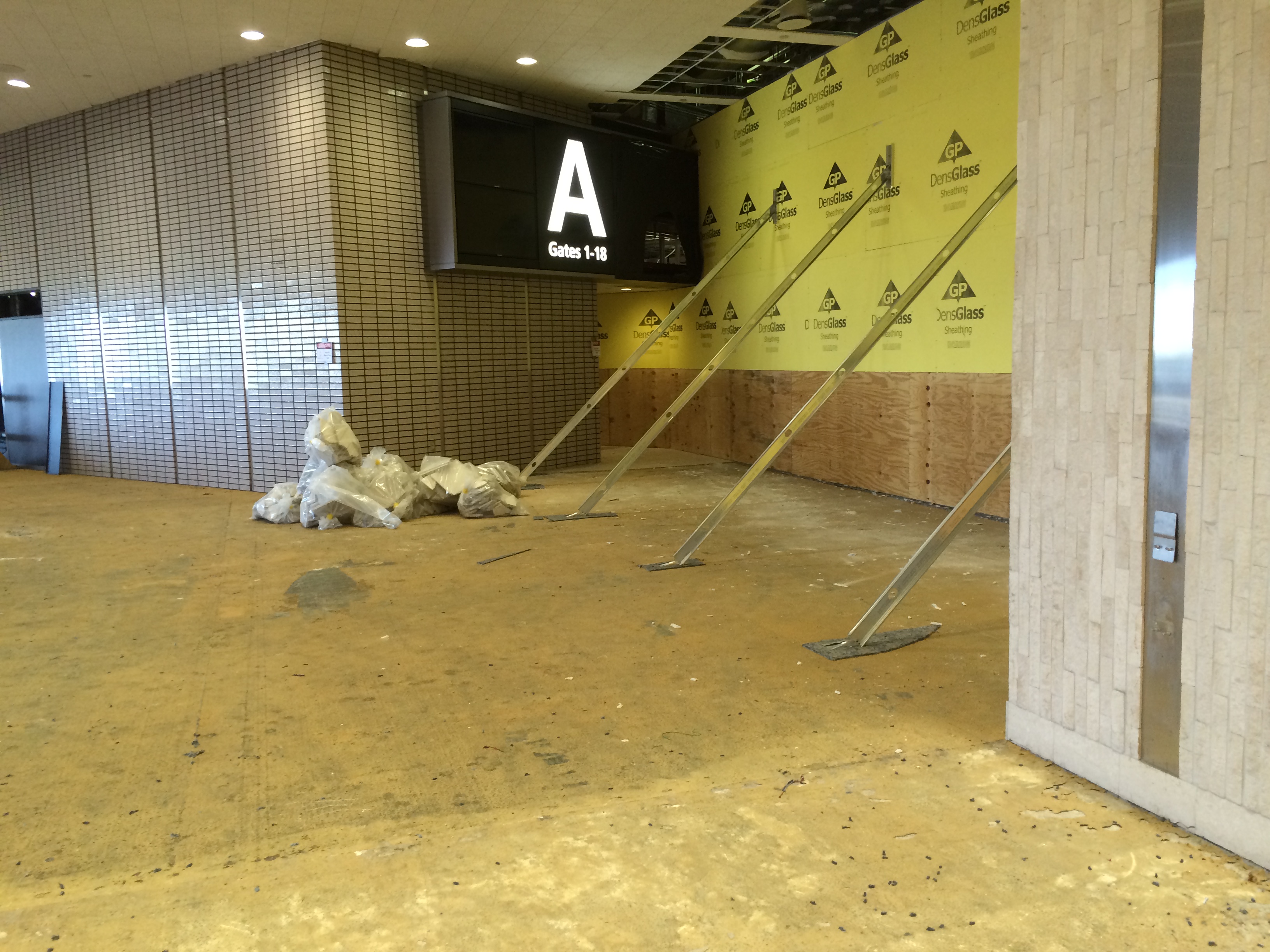 Behind construction wall in Main Terminal