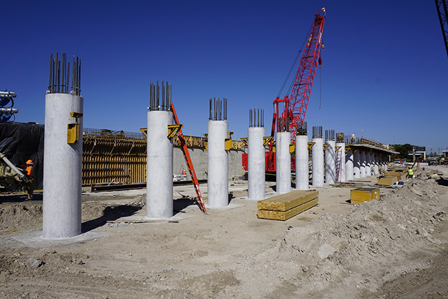 Pier columns poured at Taxiway J Bridge