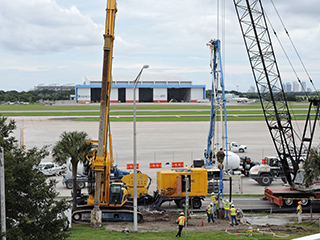 Pouring concrete for test column