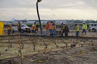 Pouring concrete for service center