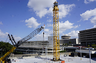 Tower crane being assemlbed for West Side Construction