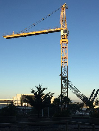 Tower crane completely assemlbed for West Side Construction