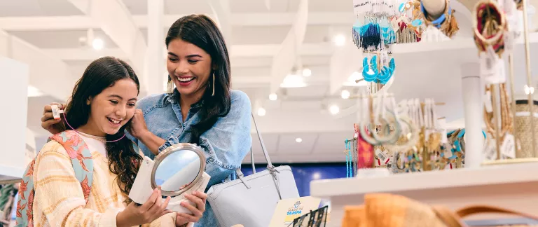 Mother and daughter shopping in the main terminal at TPA