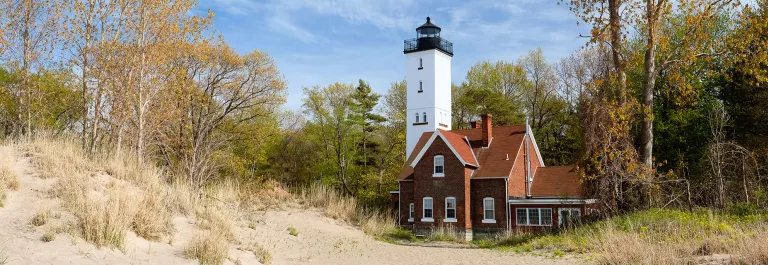 Lighthouse on sandy area