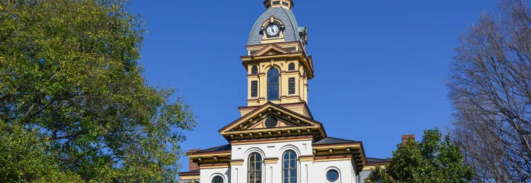 Concord government building with tall clocktower