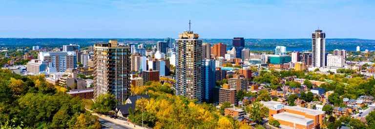 Aerial view of Hamilton, Ontario, Canada
