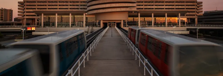 main terminal building during sunset