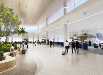 TPA Airside D artist rendering interior departure lounge