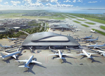 Airside D Rendering of Exterior view from the North