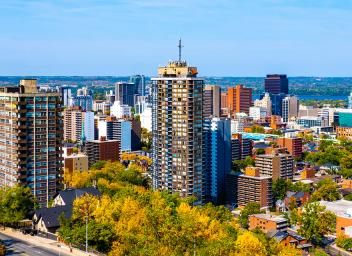 Aerial view of Hamilton, Ontario, Canada