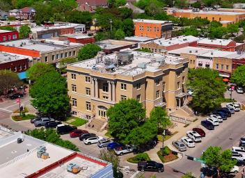 Aerial view of McKinney Texas town square