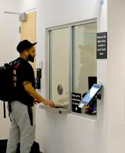 Passenger at lost and found counter