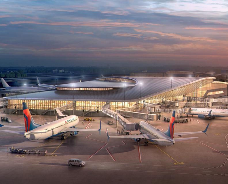 TPA Airside D from Southwest at dawn