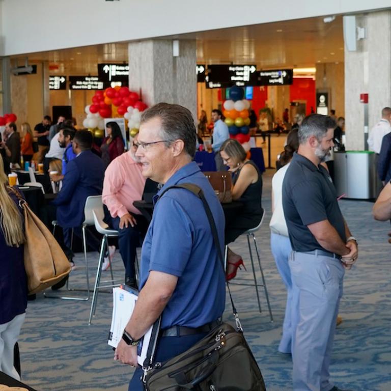 Procurement event crowd at terminal