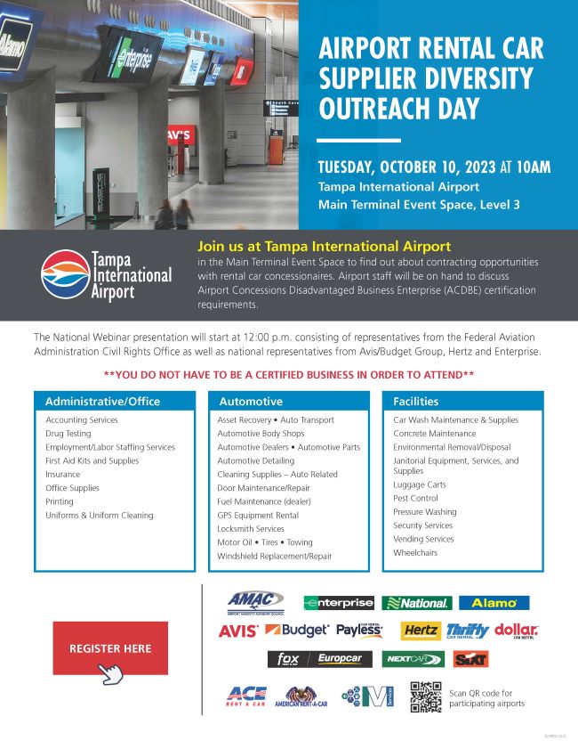 Airport Rental Car Supplier Diversity Outreach Day October 10th, 2023